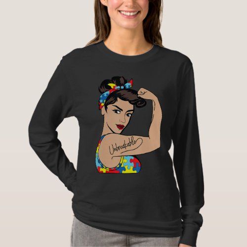 Autism Mom Unbreakable Rosie The Riveter Strong Wo T_Shirt