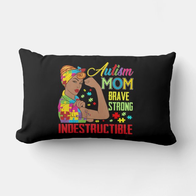Autism Mom Unbreakable T-Shirt Autism Awareness Gi Lumbar Pillow (Front)