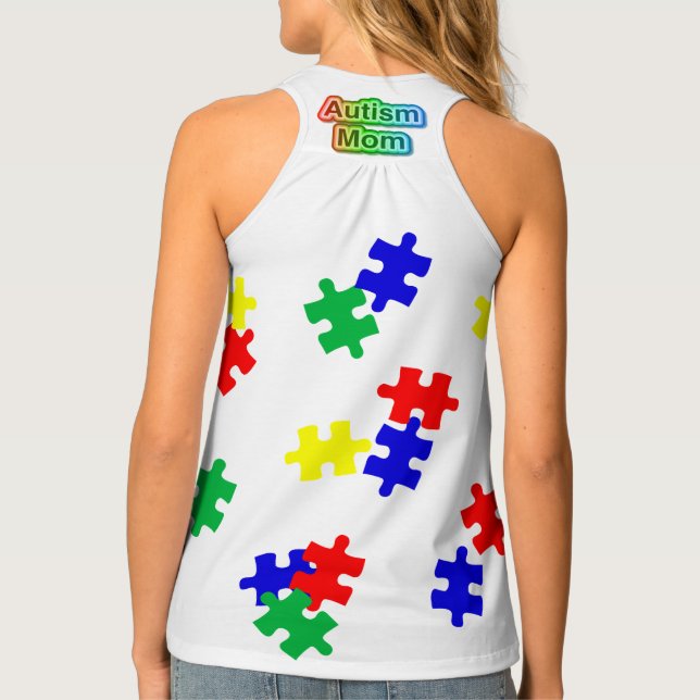 Autism Mom Women's  Racerback Tank Top (Back)