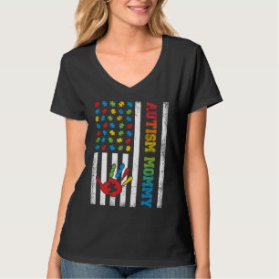Autism Mommy American Flag Autism Awareness T-Shirt