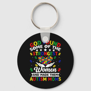Autism Moms Strongest Women Puzzle Heart Colorful  Keychain
