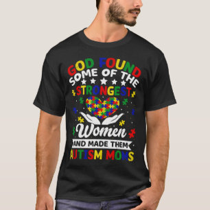 Autism Moms Strongest Women Puzzle Heart Colorful  T-Shirt