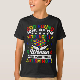 Autism Moms Strongest Women Puzzle Heart Colorful T-Shirt