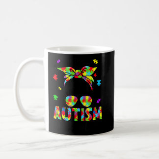 Autism Mother Messy Bun Puzzle Sunglasses Motheru2 Coffee Mug