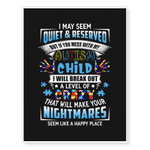 AUTISM - My autism child Temporary Tattoos