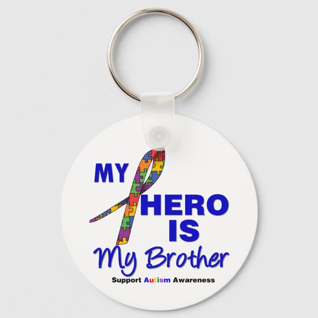Autism My Hero is My Brother Keychain (Front)