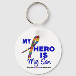 Autism My Hero is My Son Keychain
