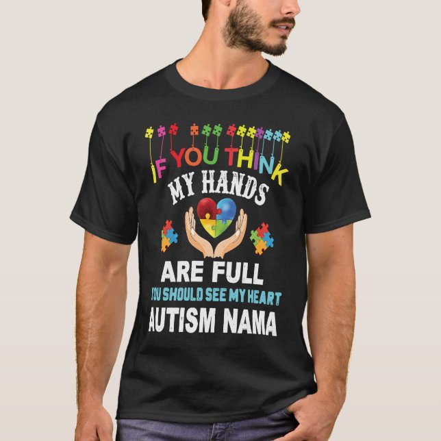 Autism Nama Autism Awareness Love Heart Puzzle Pie T-Shirt (Front)
