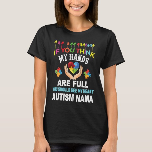 Autism Nama Autism Awareness Love Heart Puzzle Pie T-Shirt (Front)