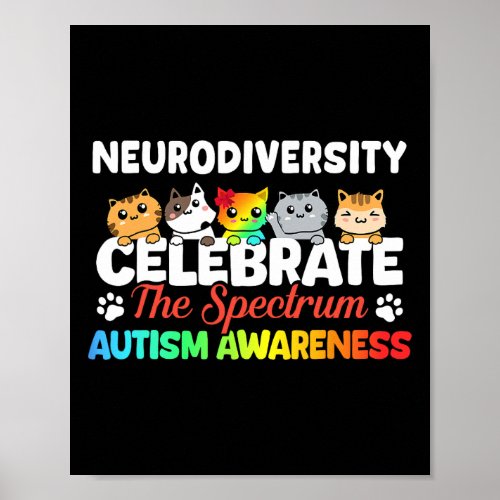Autism Neurodiversity Celebrate The Spectrum Cat L Poster
