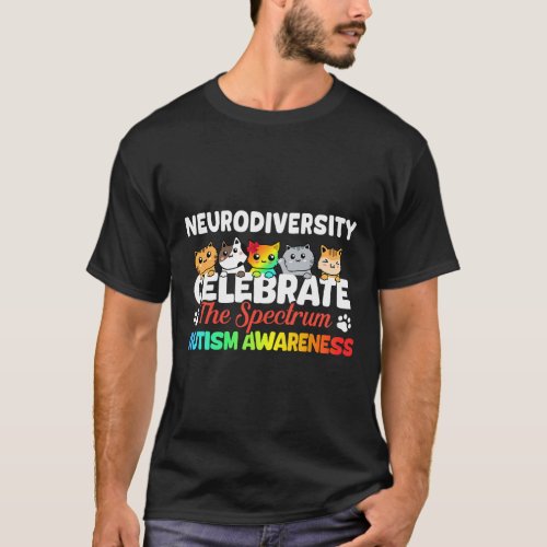 Autism Neurodiversity Celebrate The Spectrum Cat L T_Shirt