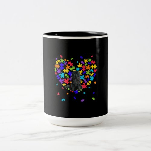 Autism Newfoundland Cute Heart Dog Dad Mom Two_Tone Coffee Mug