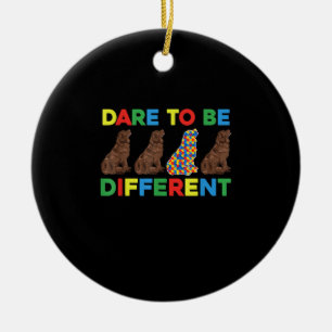Autism Newfoundland Dog Dad And Dog Mom Ceramic Ornament