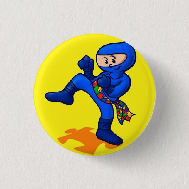 Autism Ninja Pinback Button (Front)