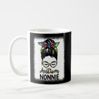 Autism Nonnie Messy Bun Bleached Autism Awareness  Coffee Mug