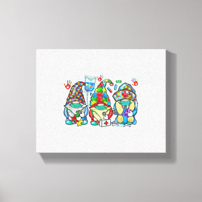 Autism Nurse Gnome Canvas Print (Front)