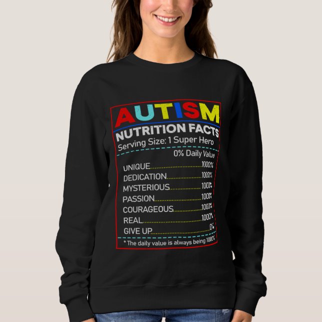 Autism Nutrition Facts Toddler Autism Awareness Mo Sweatshirt (Front)