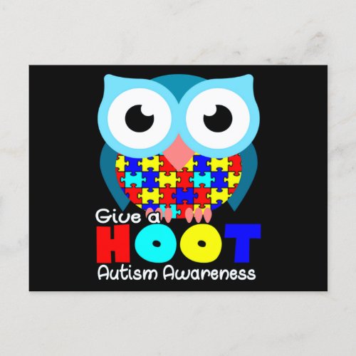 Autism Owl Autism Awareness Shirt Give a hoot Invitation Postcard
