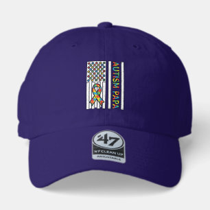 Autism Papa Flag Ribbon Puzzle Piece Shirt Design_ 47 Brand Hat