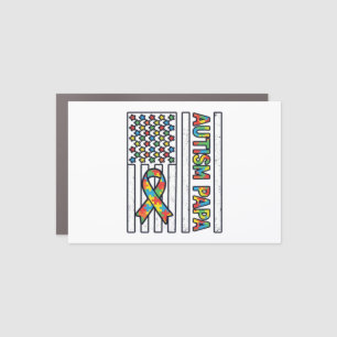 Autism Papa Flag Ribbon Puzzle Piece Shirt Design_ Car Magnet