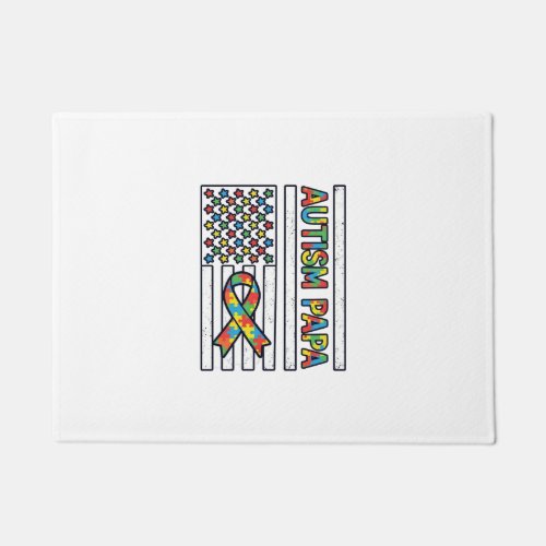 Autism Papa Flag Ribbon Puzzle Piece Shirt Design_ Doormat
