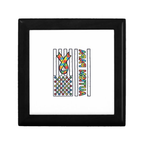 Autism Papa Flag Ribbon Puzzle Piece Shirt Design_ Gift Box