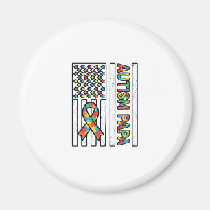 Autism Papa Flag Ribbon Puzzle Piece Shirt Design_ Magnet