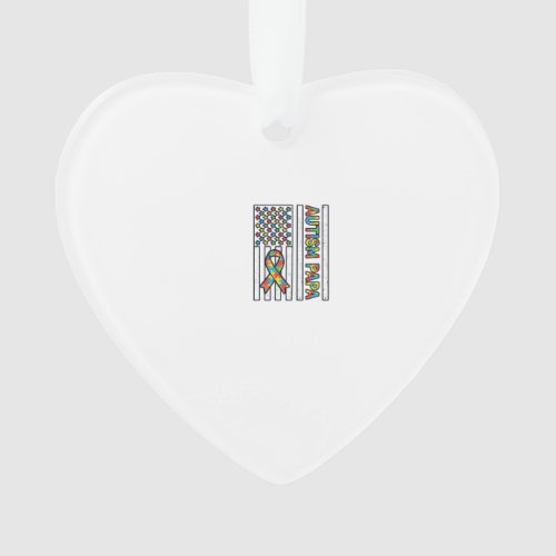 Autism Papa Flag Ribbon Puzzle Piece Shirt Design_ Ornament