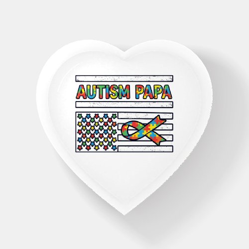 Autism Papa Flag Ribbon Puzzle Piece Shirt Design_ Paperweight