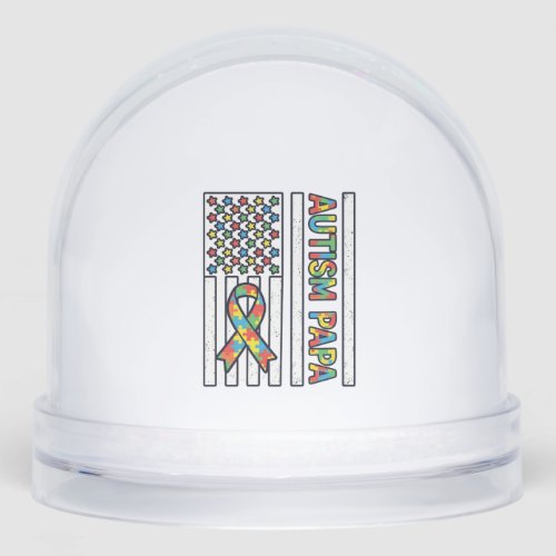 Autism Papa Flag Ribbon Puzzle Piece Shirt Design_ Snow Globe