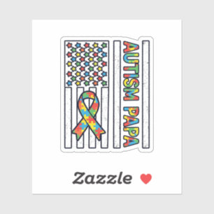Autism Papa Flag Ribbon Puzzle Piece Shirt Design_ Sticker