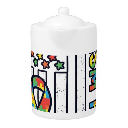 Autism Papa Flag Ribbon Puzzle Piece Shirt Design_ Teapot