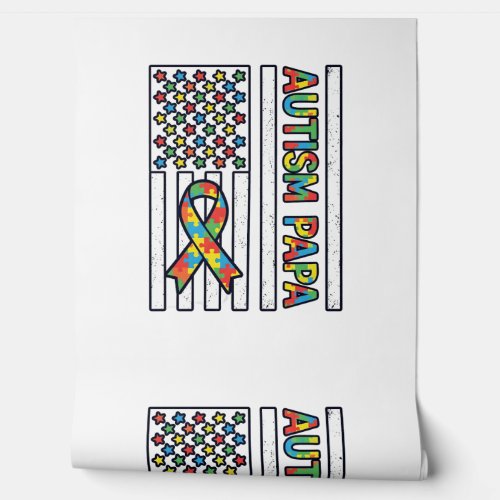Autism Papa Flag Ribbon Puzzle Piece Shirt Design_ Wallpaper