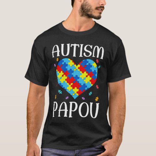 Autism Papou Matching Family Heart Autism Awarenes T_Shirt