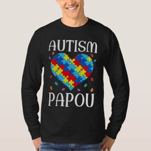 Autism Papou Matching Family Heart Autism Awarenes T_Shirt