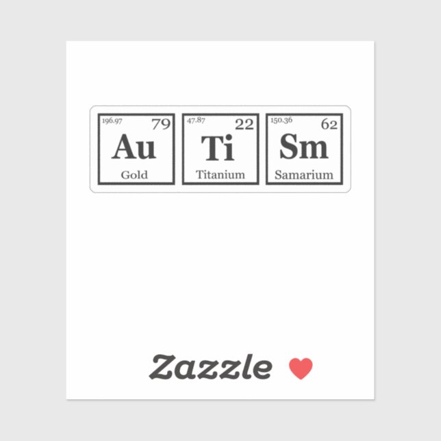 Autism Periodic Table Element Autism Awareness  Sticker (Sheet)