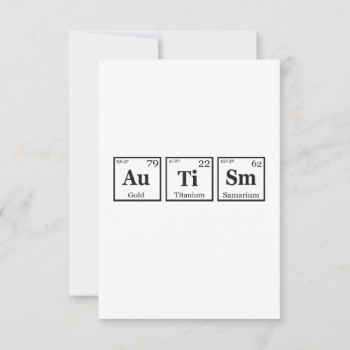 Autism Periodic Table Element Autism Awareness  Thank You Card