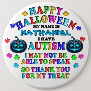 Autism Personalized Halloween Trick or Treat Button
