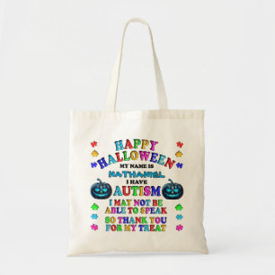 Autism Personalized Halloween Trick or Treat Tote Bag
