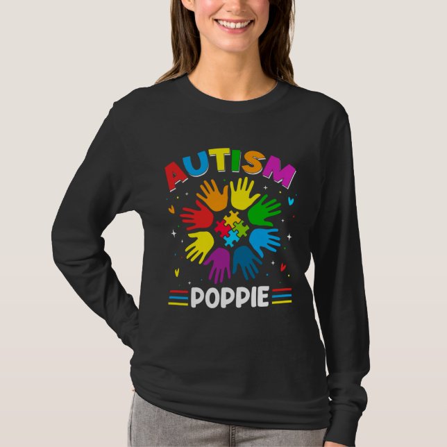Autism Poppie Love Autism Awareness Family Matchin T-Shirt (Front)