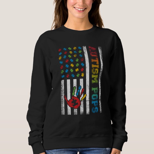 Autism Pops American Flag Autism Awareness Sweatshirt (Front)