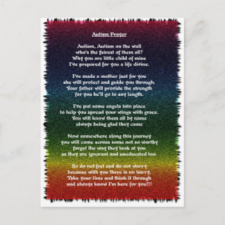 Autism Prayer Multicolored Postcard