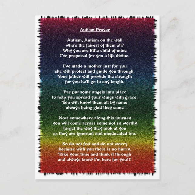 Autism Prayer Multicolored Postcard (Front)
