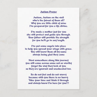 Autism Prayer Postcard