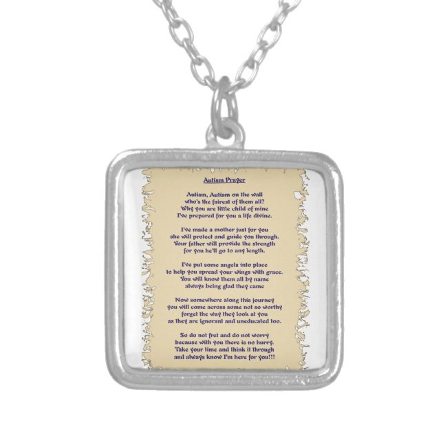 Autism Prayer Silver Plated Necklace (Front)