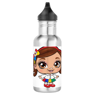 "Autism Pride: A Little Girl's Joyful Stainless Steel Water Bottle