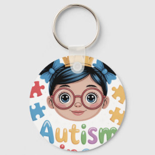 Autism Princess Afro Girls Bow Daughter Autism Awa Keychain