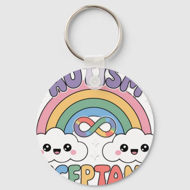 Autism Pro Acceptance Rainbow with Infinity Symbo Keychain (Front)