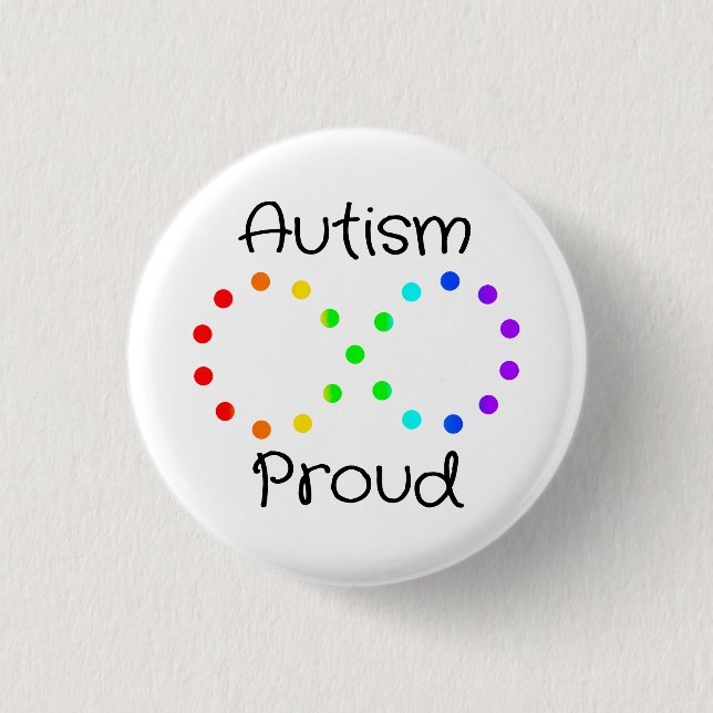 Autism Proud Neurodiversity Acceptance Rainbow Button (Front)