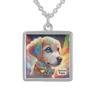 Autism Puppy Buddy - sterling silver Necklace